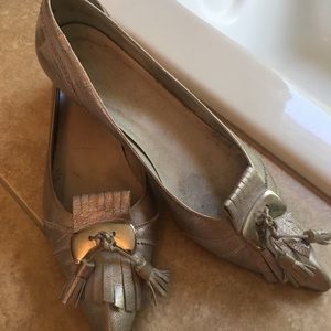 Stuart Weitzman silver loafers